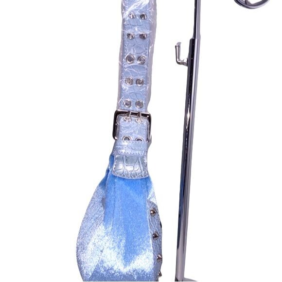 Gabaangs NWT Blue Velvet & Faux Croc Embossed Leather Shoulder Bag 10"X5"X3" - Picture 4 of 8